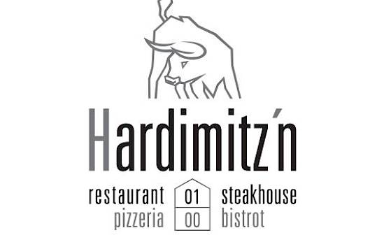 Image shows the "Hardimitz'n" logo with a stylized bull. Text: Restaurant, Pizzeria, Steakhouse, B